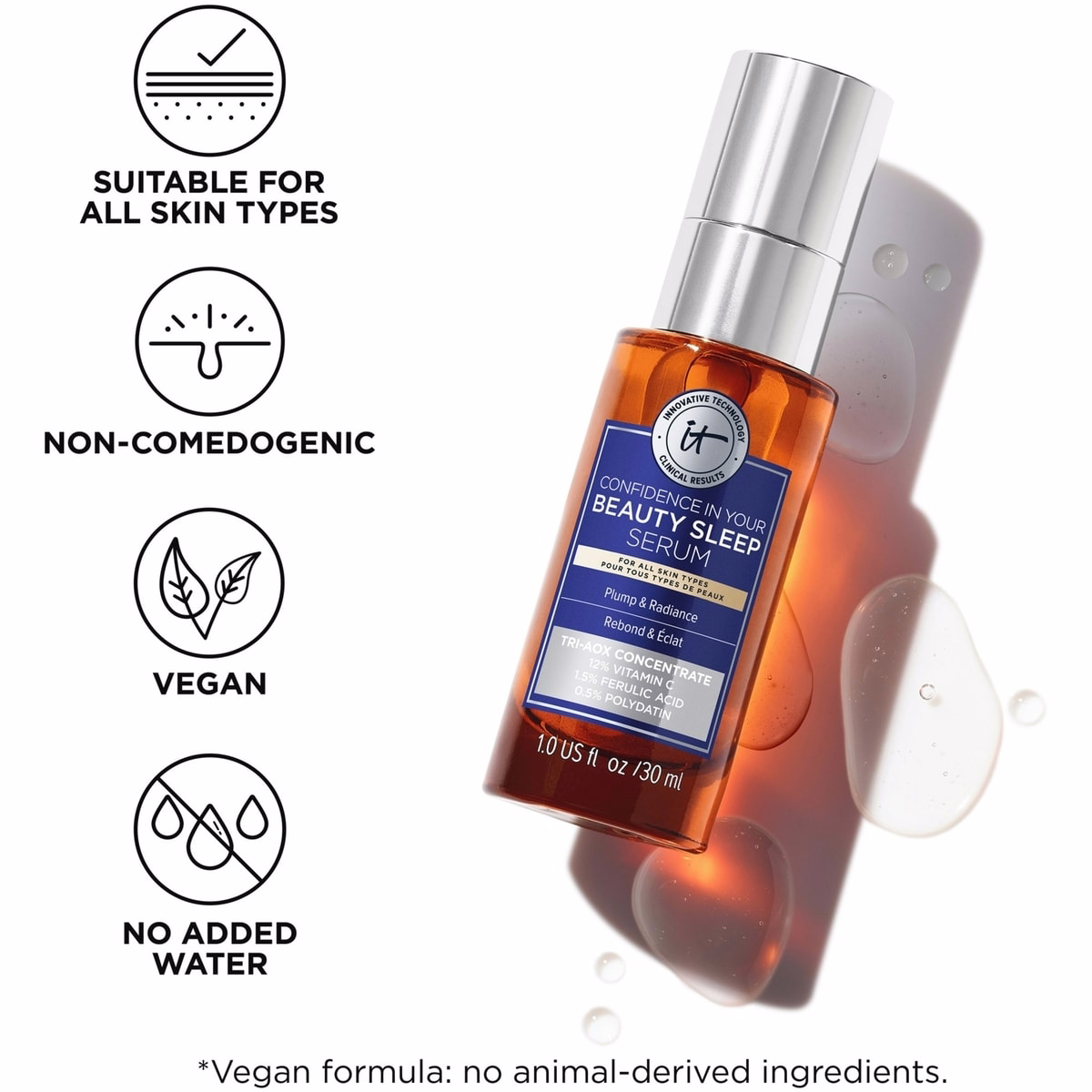 It Cosmetics 비타민 C 및 페릴릭산이 함유된 Confidence in Your Beauty Sleep Serum It Cosmetics 비타민 C 및 페릴릭산이 함유된 Confidence in Your Beauty Sleep Serum