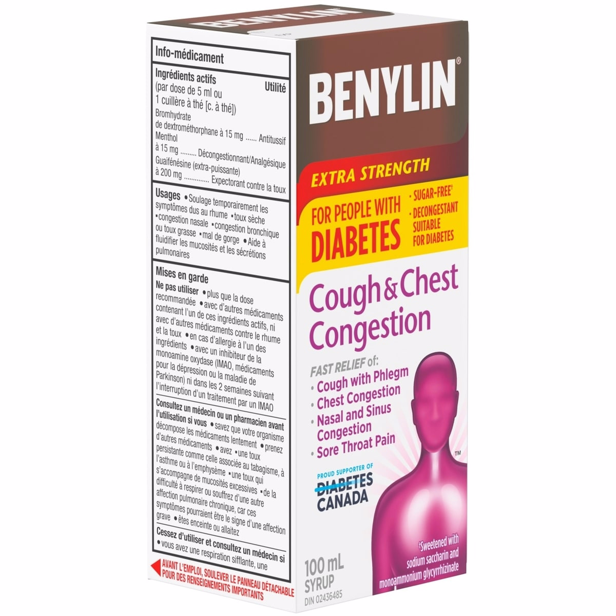 Benylin 기침 및 흉부 울혈 완화, 당뇨병 환자용 Benylin 기침 및 흉부 울혈 완화, 당뇨병 환자용