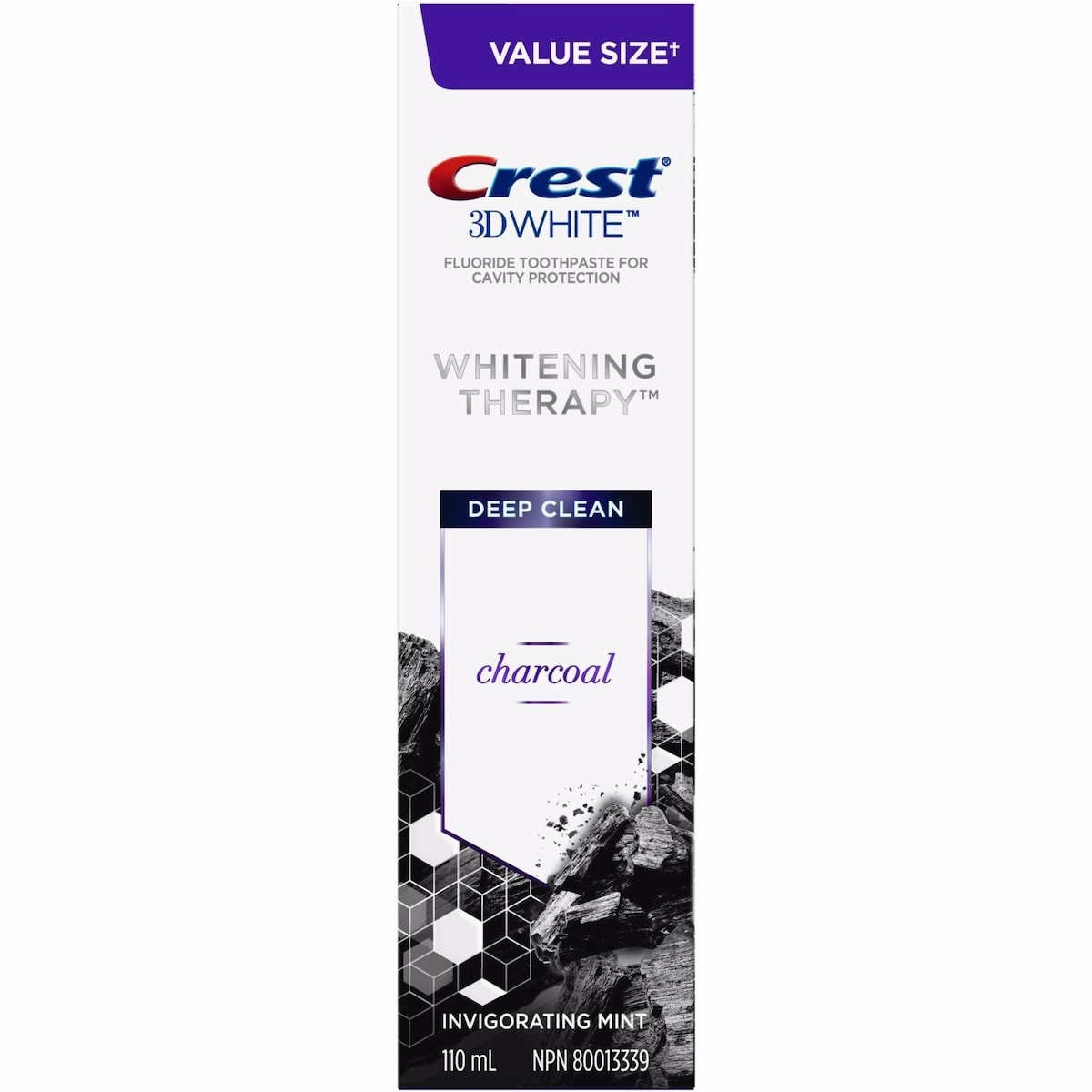 Crest 3D White Whitening Therapy Charcoal Deep Clean Fluoride Toothpaste、爽快ミント風味、110 mL
