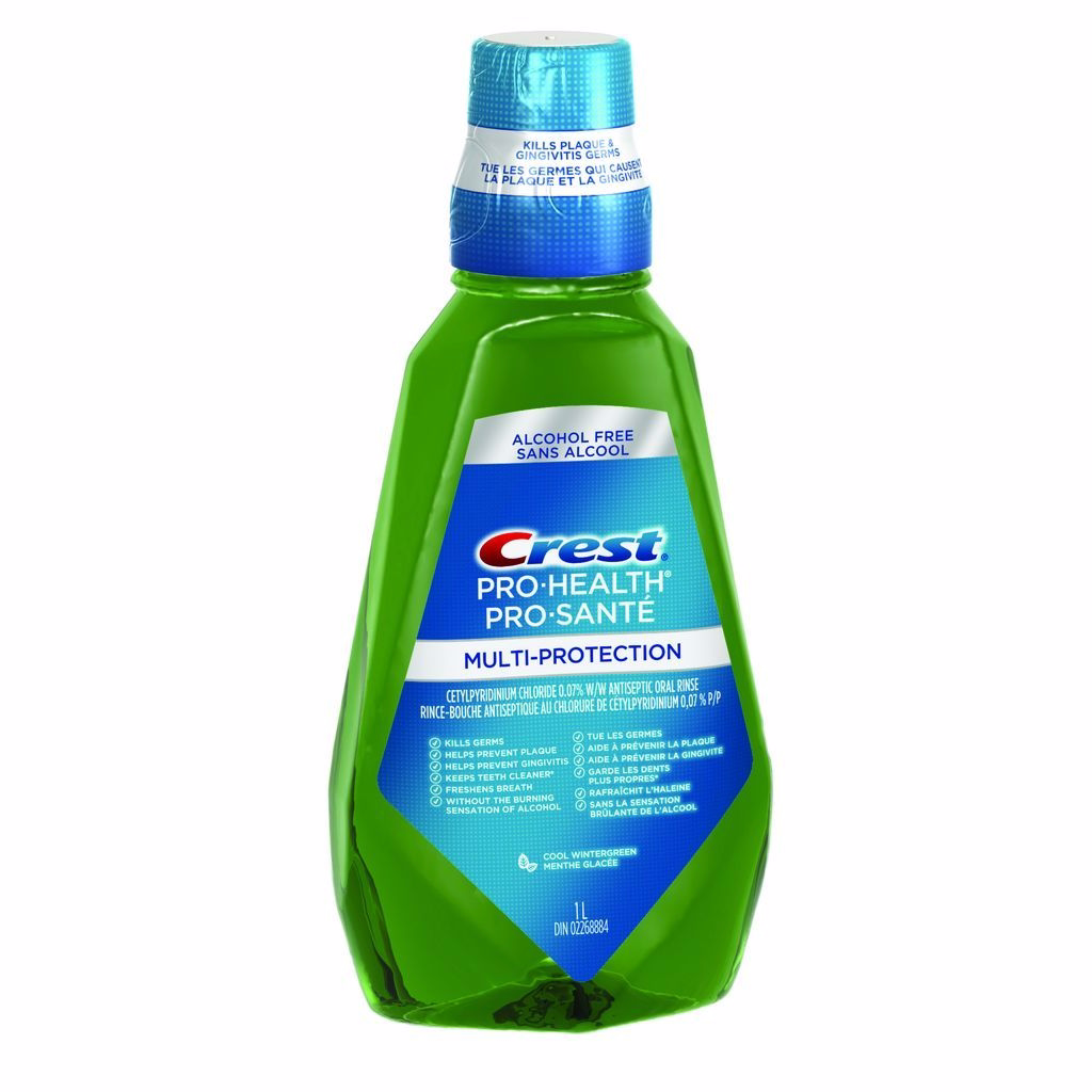 Crest Crest Pro-health Multi-protection Alcohol Free Mouthwash, Cool Wintergreen, 1 L 1.0 L Crest Crest Pro-health Multi-protection Alcohol Free Mouthwash, Cool Wintergreen, 1 L 1.0 L
