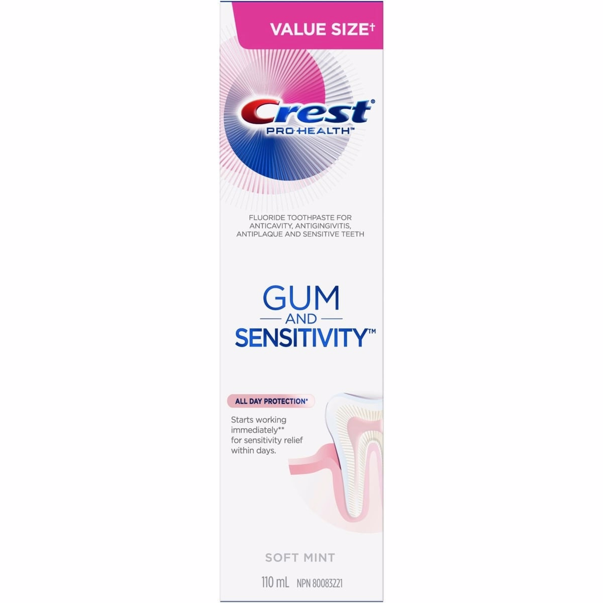 Crest Gum and Sensitivity, Sensitive Toothpaste All Day Protection, 110 mL