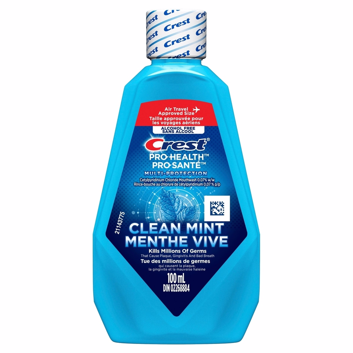 Crest Pro Health Multi Protection Clean Mint CPC (cetylpyridinium chloride) Antigingivitis/Antiplaque Oral Rinse, Travel Size, 100mL (3.3 fl oz)