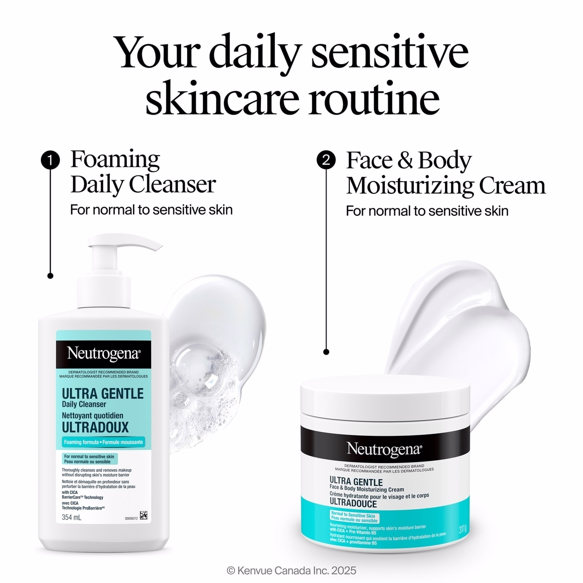 Daily Foaming Facial Cleanser, Makeup Remover Face Wash, Ultra Gentle