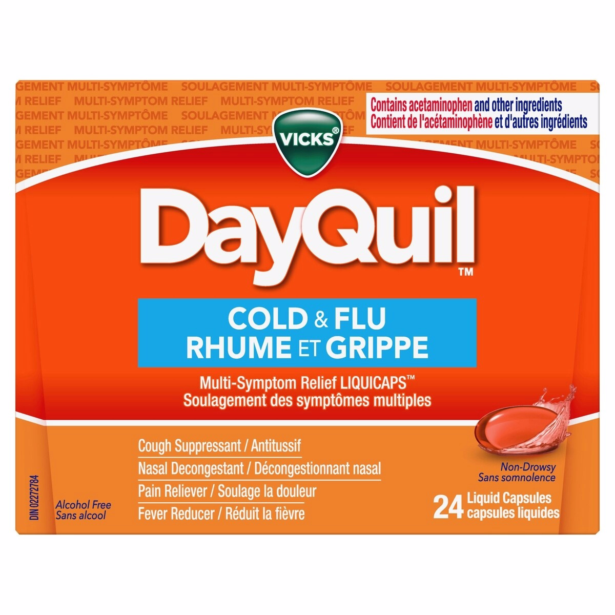 DayQuil Cold & Flu Multi-Symptom Relief Non-Drowsy Liquid Capsules, 24 Count