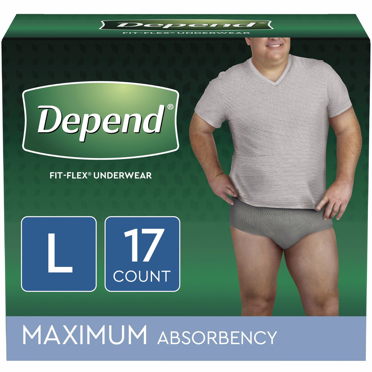 Depend Fit-flex Incontinence Underwear For Men, Maximum Absorbency Large - 17.0 Ea