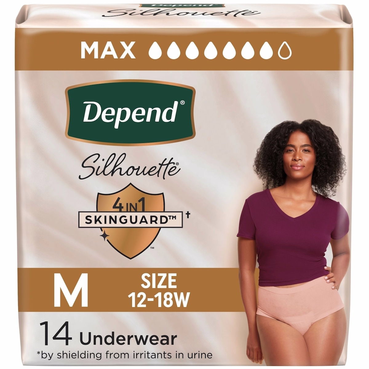 Depend Silhouette Maximum Absorbency 14-Count Pink Medium