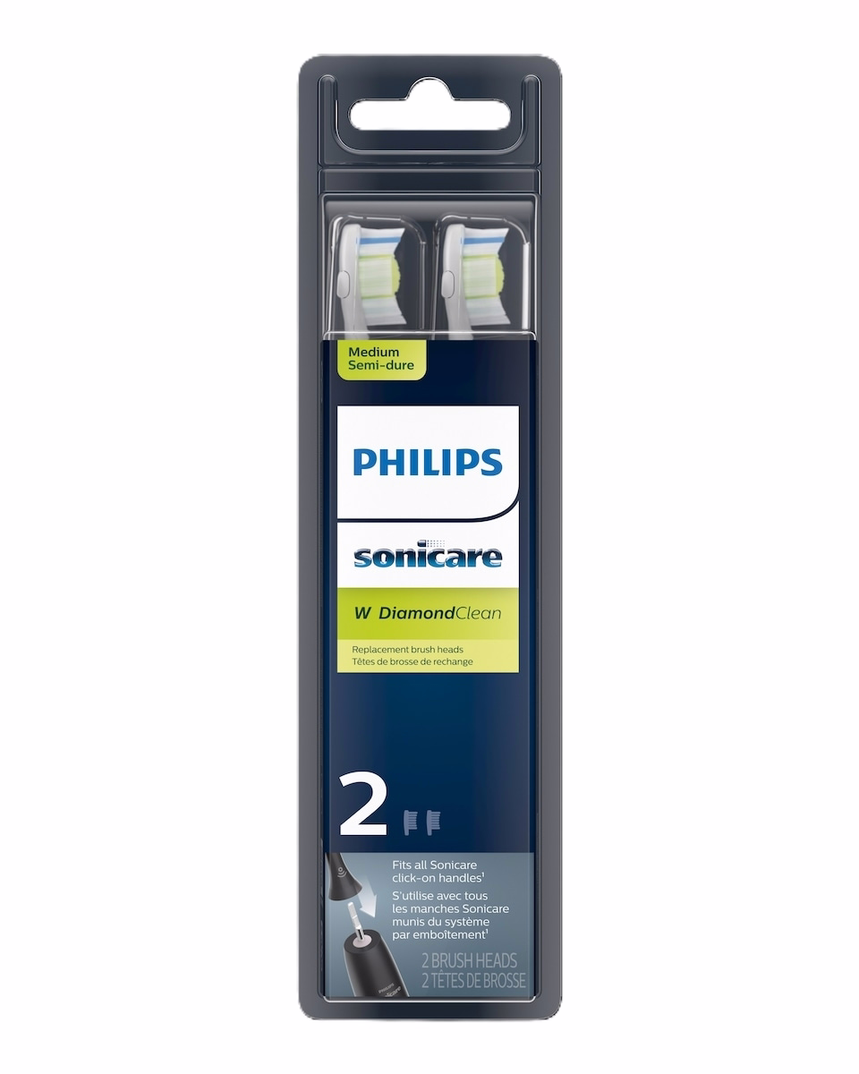 DiamondClean Replacement Brush Heads, 2 Pack, HX6062/90