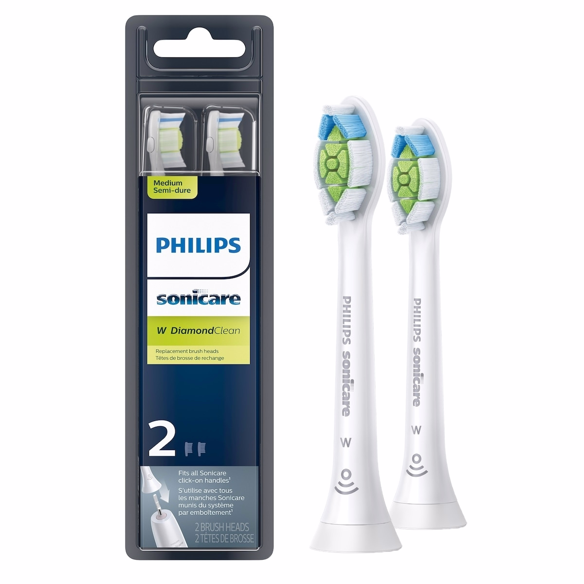 DiamondClean Replacement Brush Heads, 2 Pack, HX6062/92