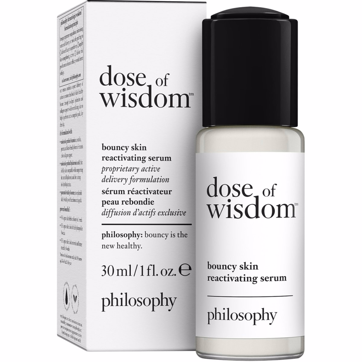 dose of wisdom™ bouncy skin reactivating serum in-depth hydration and collagen support loaded with oxygen, vitamin C and hyaluronic acid