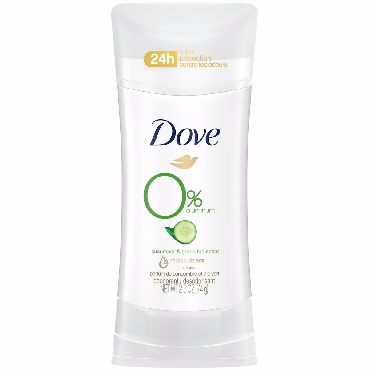 Dove 0% Aluminum Deodorant for smooth underarms Cucumber & Green Tea antibacterial odour protection 74 g
