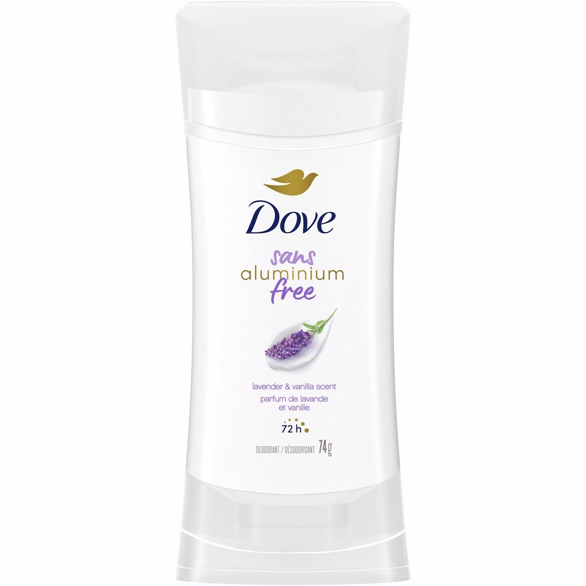 Dove 0% Aluminum Deodorant Stick for 48-hour odour protection Lavender & Vanilla Scent aluminum-free deodorant for smooth underarm