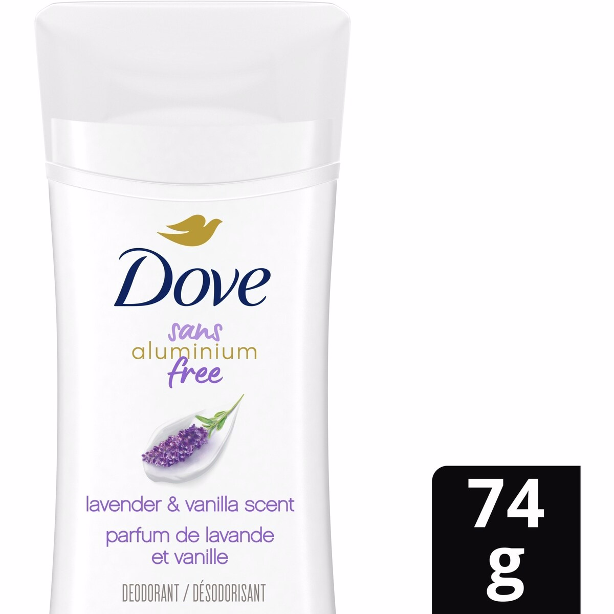 Dove 0% Aluminum Deodorant Stick for 48-hour odour protection Lavender & Vanilla Scent aluminum-free deodorant for smooth underarm
