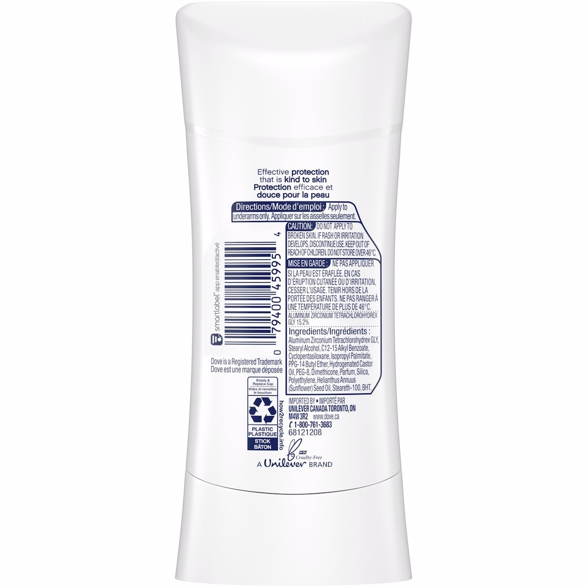 Dove Advanced Care Antiperspirant Deodorant Stick Unscented antibacterial odour protection