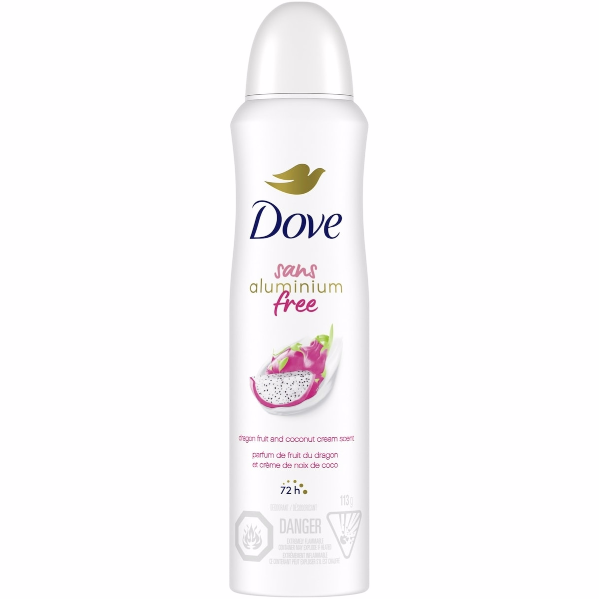 Dove Aluminium Free Déodorant for Women with 1/4 Moisturizers, Dragon Fruit & Coconut Cream 72h Odour Protection 113 g