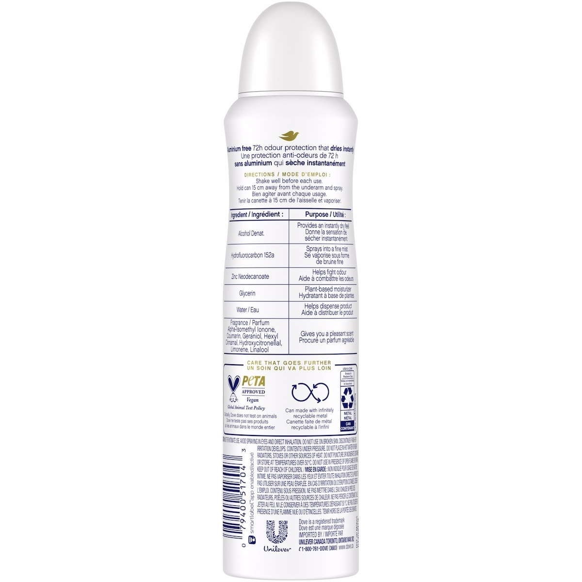 Dove Aluminium Free Déodorant for Women with 1/4 Moisturizers, Dragon Fruit & Coconut Cream 72h Odour Protection 113 g