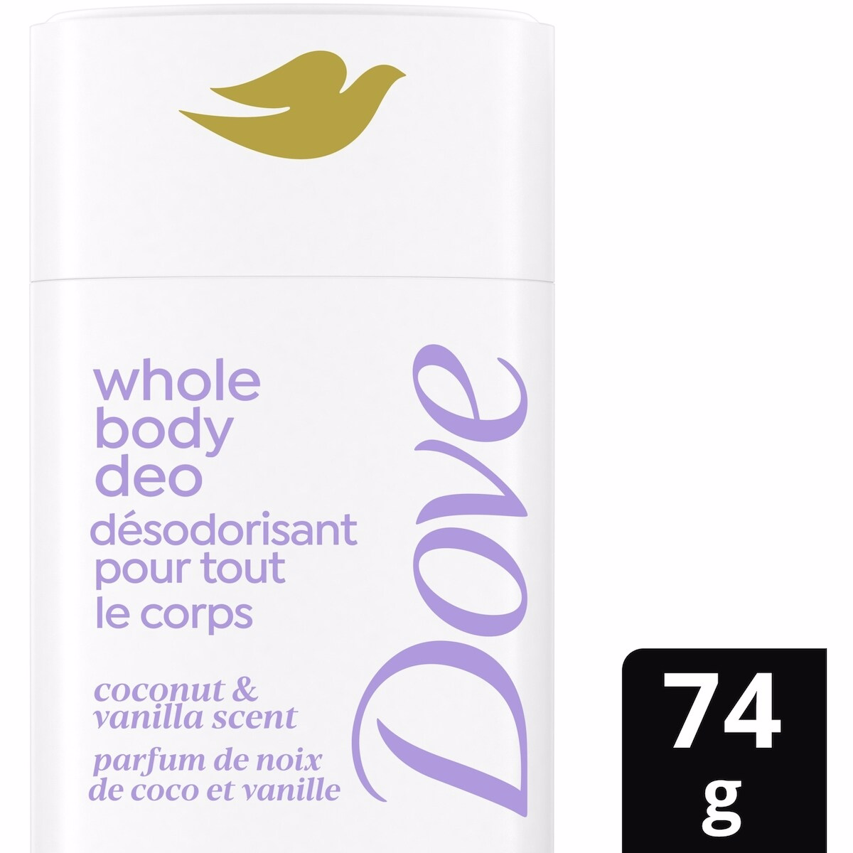 Dove アルミニウムフリー 全身用デオドラント 抗摩擦スティック ココナツ＆バニラの香り 74 g