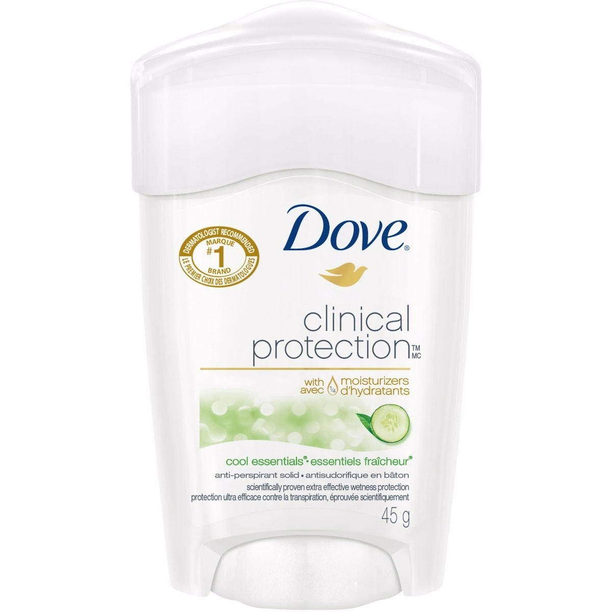 Dove Clinical Protection Antiperspirant Stick for sensitive skin Cool Essentials antibacterial odour protection 45 g