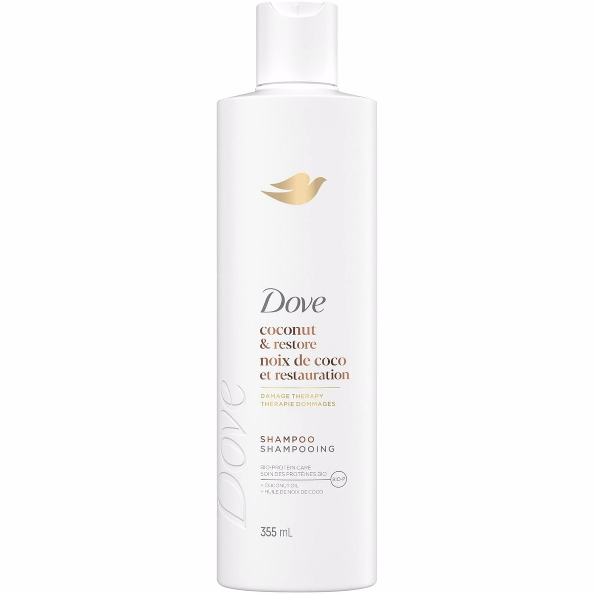 Dove Coconut Oil & Restore Shampoo for Damaged Hair,  with Liquid Bio-Protein Care, 355 ML