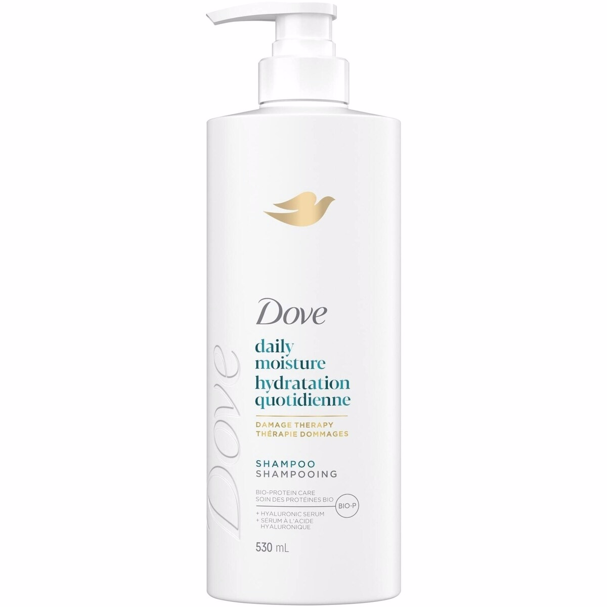 Dove Daily Moisture Shampoo for Dry Hair,  with Liquid Bio-Protein Care and Hyaluronic Serum, 530 ML