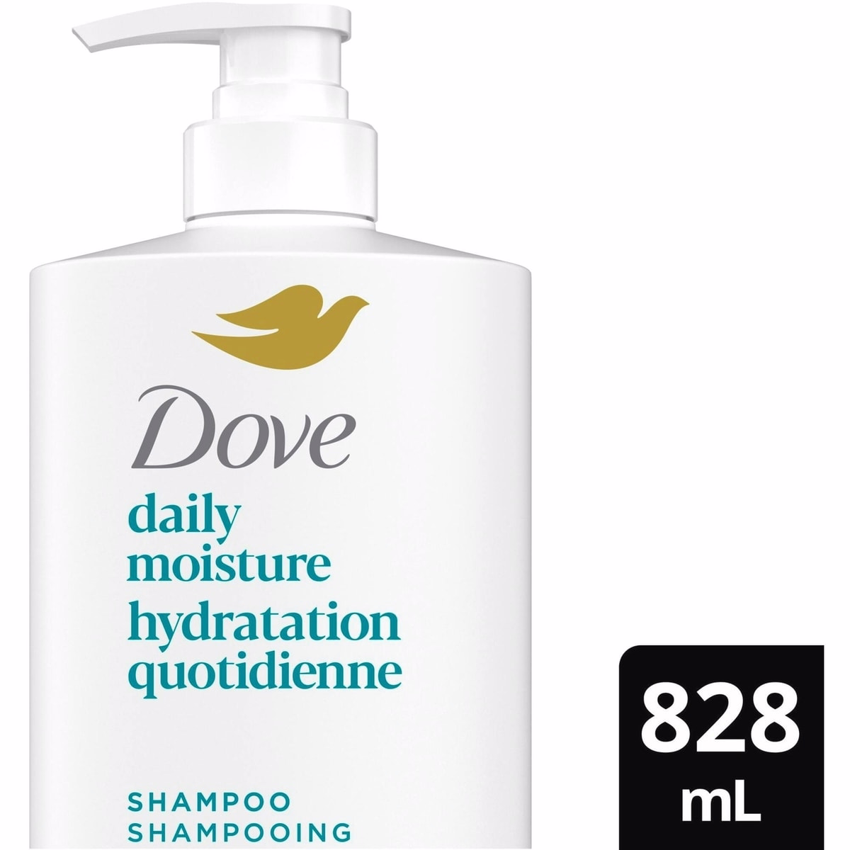 Dove デイリーモイスチャーシャンプー（乾燥髪用）、リキッド・バイオ・プロテイン・ケアとヒアルロン酸セラムを搭載、828 mL