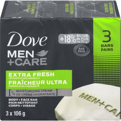 Dove Dove Men+care Body And Face Bar For Refreshed Skin Extra Fresh Moisturizing Cream 106 G 3 Count