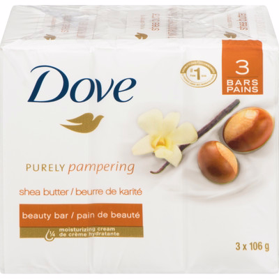 Dove Dove Pampering Beauty Bar For Healthy-looking Skin Shea Butter And Warm Vanilla 106 G 3 Count 106.0 G