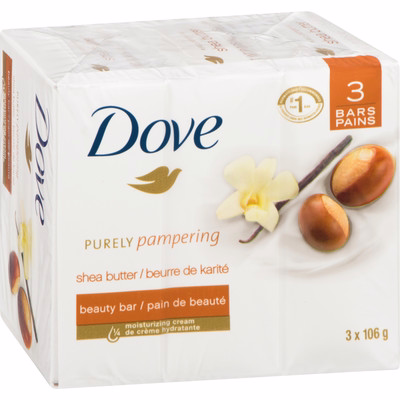 Dove Dove Pampering Beauty Bar For Healthy-looking Skin Shea Butter And Warm Vanilla 106 G 3 Count 106.0 G