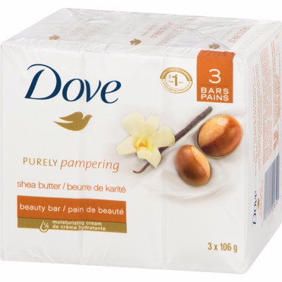Dove 舒膚美肌潔皂 含 乳木果油 與 溫暖香草香氣 106 g 3 條裝 106.0 g Dove 舒膚美肌潔皂 含 乳木果油 與 溫暖香草香氣 106 g 3 條裝 106.0 g