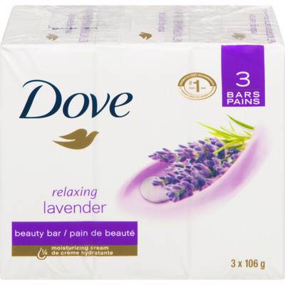 Dove Dove Relaxing Beauty Bar For Dry Skin Lavender 106 G 3 Count 106.0 G