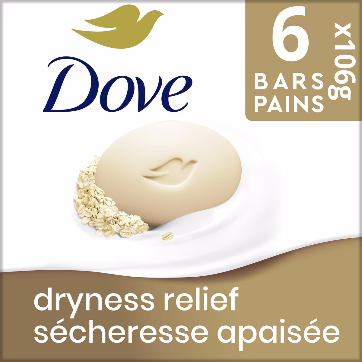 Dove  Dryness Relief Beauty Bar deep moisturizing body bar for sensitive skin Oatmeal and Rice Milk Scent beauty bar with 100% skin natural nourishers
