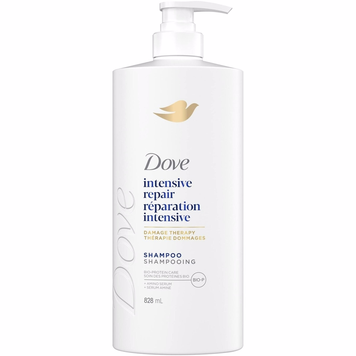 Dove 密集修護洗髮精，搭載液態生物蛋白護髮科技，828 mL