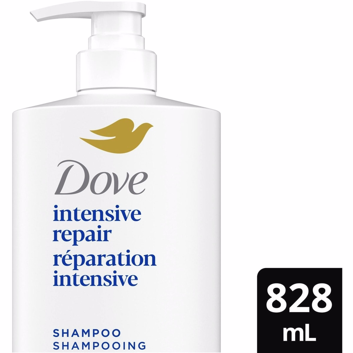 Dove 密集修護洗髮精，搭載液態生物蛋白護髮科技，828 mL