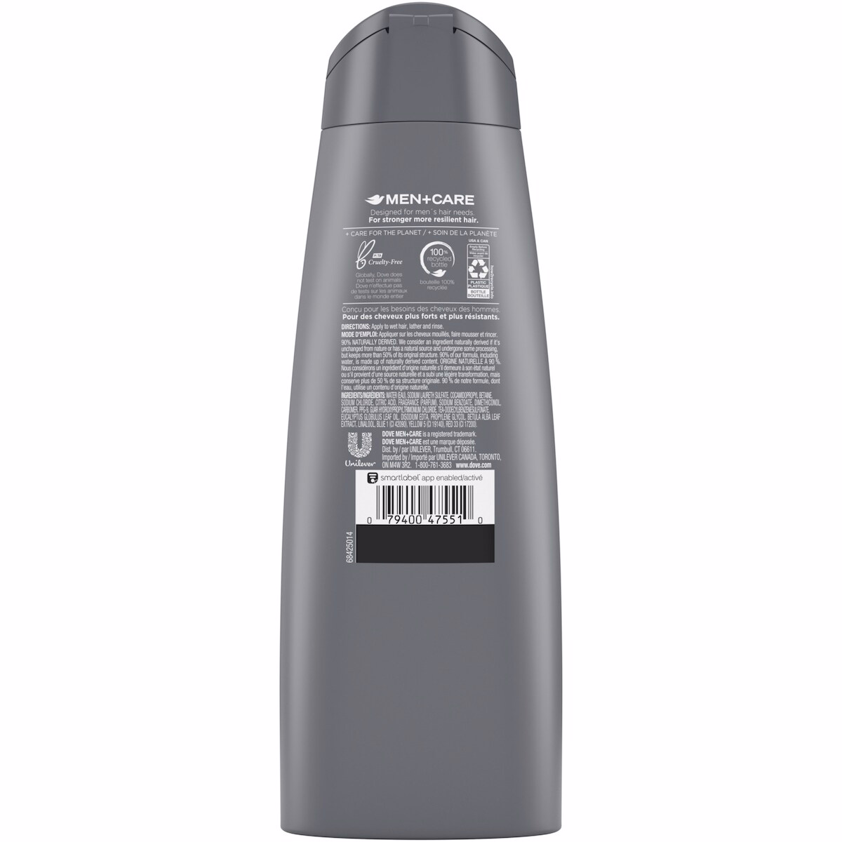 Dove Men+Care 2 en 1 Shampooing et Après-shampoing pour cheveux d'apparence saine, Eucalyptus et Bouleau, 355 ml