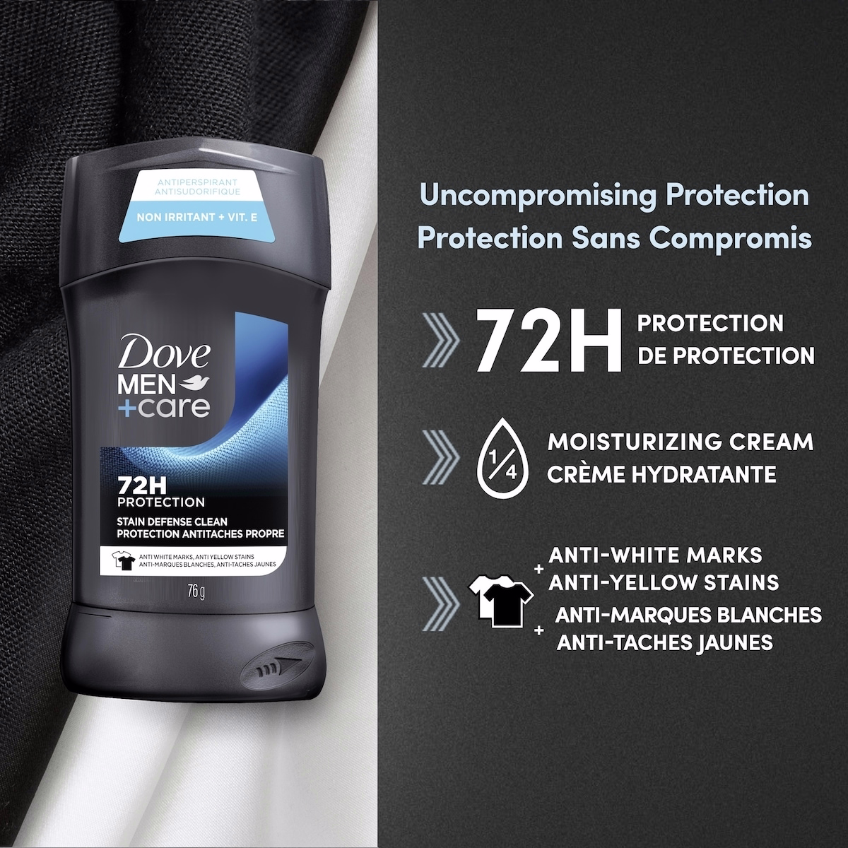 Dove Men+Care Antiperspirant Stick Stain Defense Clean antibacterial odour protection 76g Dove Men+Care Antiperspirant Stick Stain Defense Clean antibacterial odour protection 76g