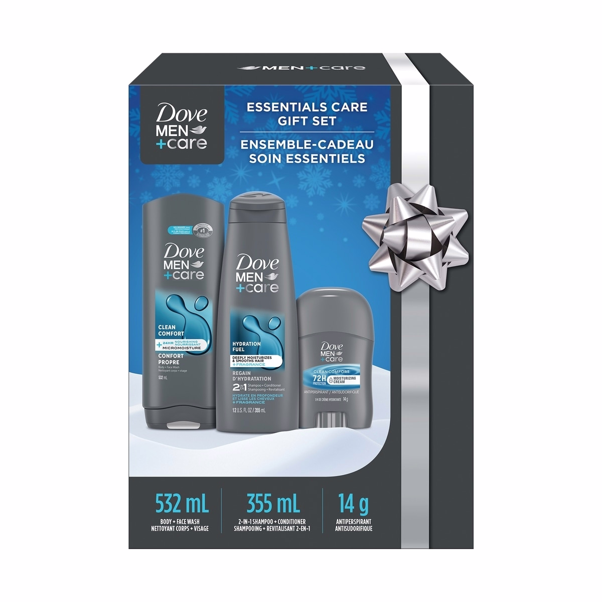 Dove Men+Care Gift Set for Men with Body Wash, 2-in-1 Shampoo + Conditioner, Essential Care and an Antiperspirant Deodorant Stick 3 piece