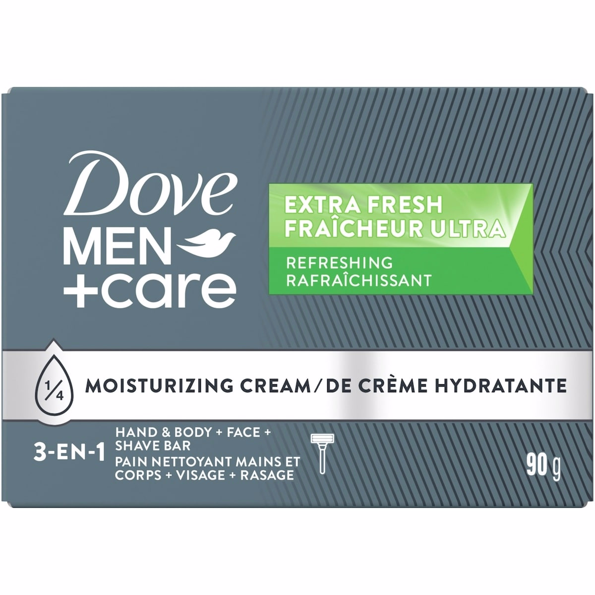 Dove Men+Care Refreshing Extra Fresh Bar Soap Formulated for Men's Skin 3-N-1 Hand & Body + Face + Shave Bar Soap with ¼ Moisturizing Cream