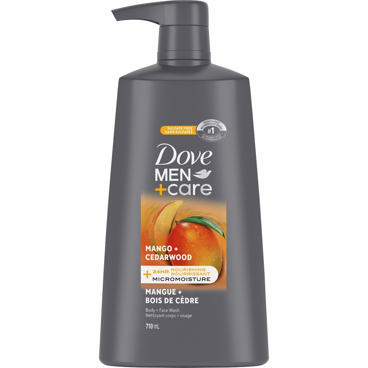 Dove Men+Care Rejuvenating Mango + Cedarwood Body and Face Wash for Men, Mango & Cedarwood with 24-Hour Nourishing Micromoisture Technology, with pump