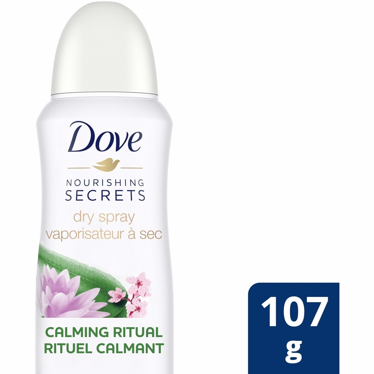 Dove Nourishing Secrets Dry Spray Antiperspirant Deodorant for Women Water lily & Cherry Blossom 48 Hour Sweat & Odour Protection 107 g