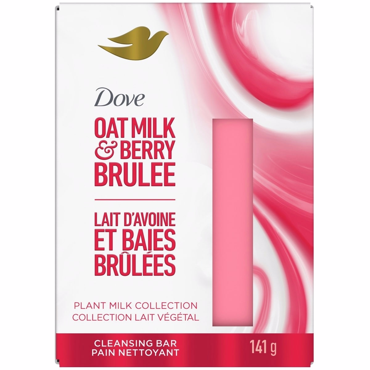 Dove 식물성 우유 클렌징 바 비누, 촉촉한 피부를 위한 오트밀크와 베리 브뤼레 보습 마블 141 g