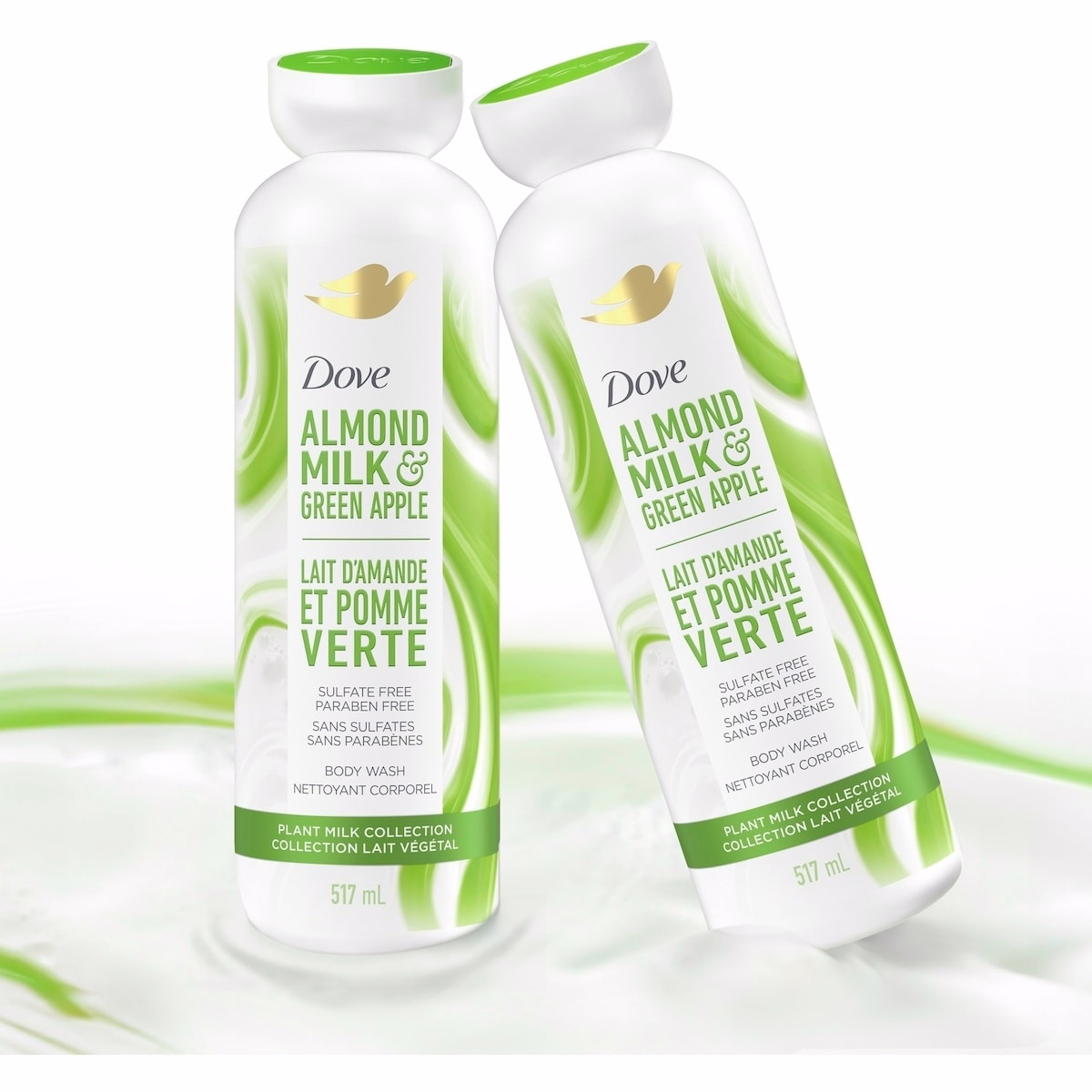 Dove Plant Milk Cleansing Body Wash for Moisturized Skin Almond Milk & Green Apple, no Sulfate cleansers or Parabens, pH balanced 517 ML Dove Plant Milk Cleansing Body Wash for Moisturized Skin Almond Milk & Green Apple, no Sulfate cleansers or Parabens, pH balanced 517 ML