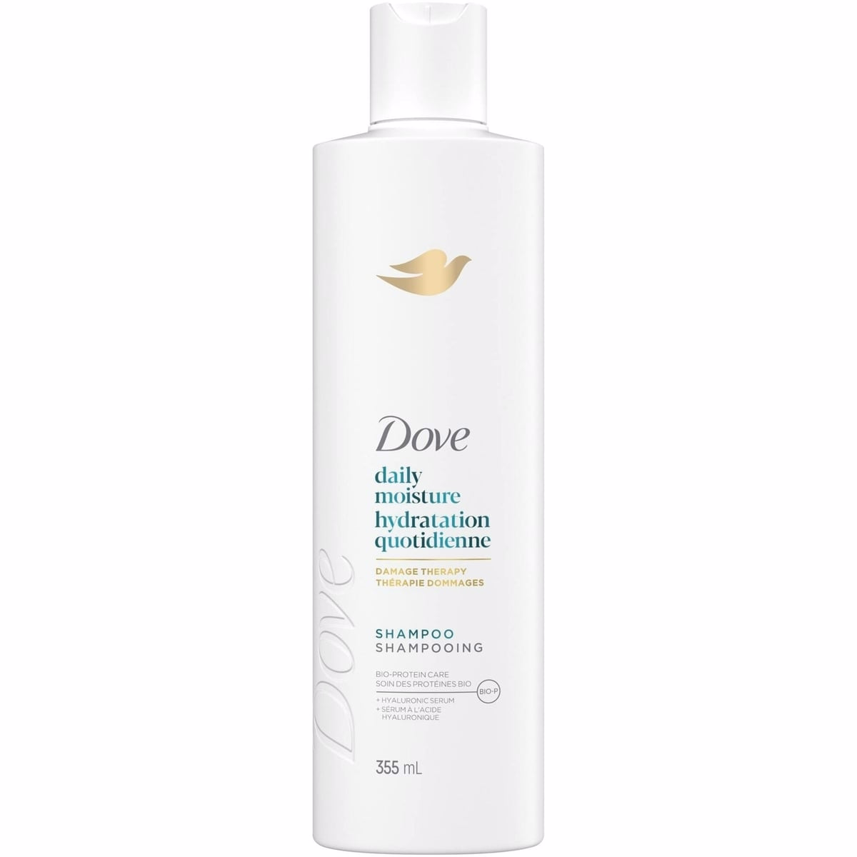 Dove  Shampoo for Dry Hair Daily Moisture with Liquid Bio-Protein Care and Hyaluronic Serum 355 ML