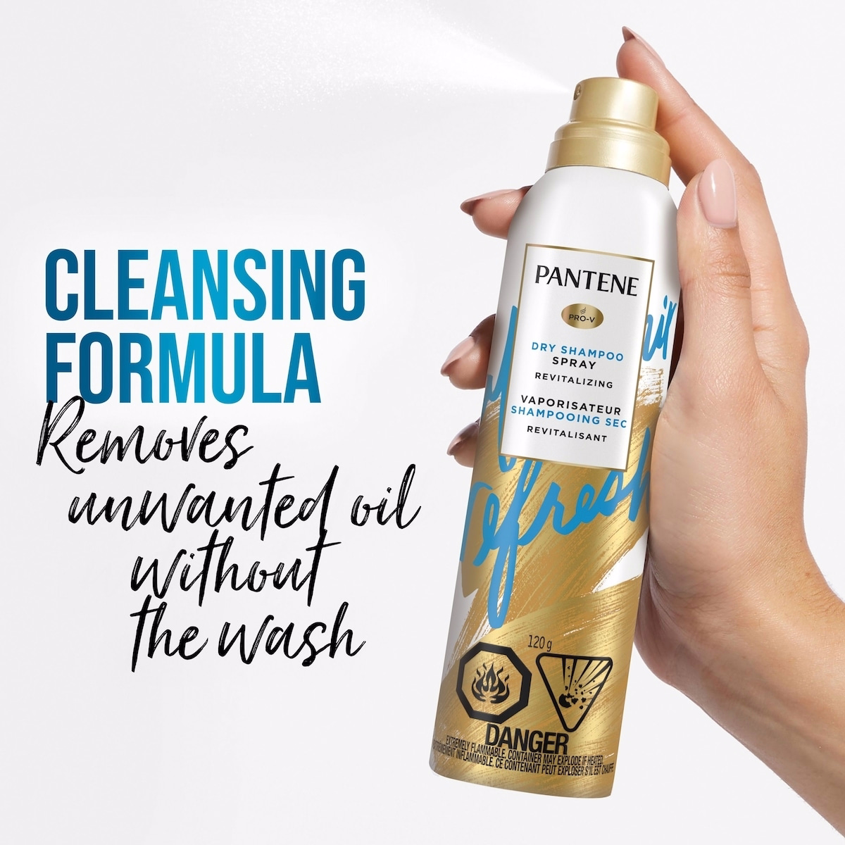 Dry Shampoo Spray, Volumizing and Cleansing with Vitamin B5, for Fine, Thin and Color Treated Hair, Pro-V Refresh