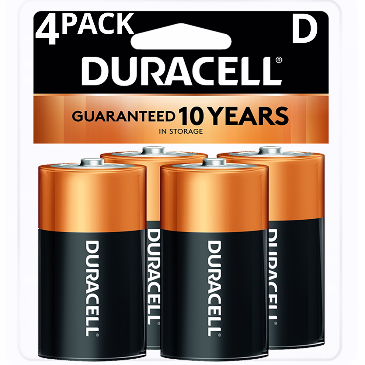 DURACELL CopperTop MN1300 1.5V D (LR20) Alkaline Battery, 4-pack