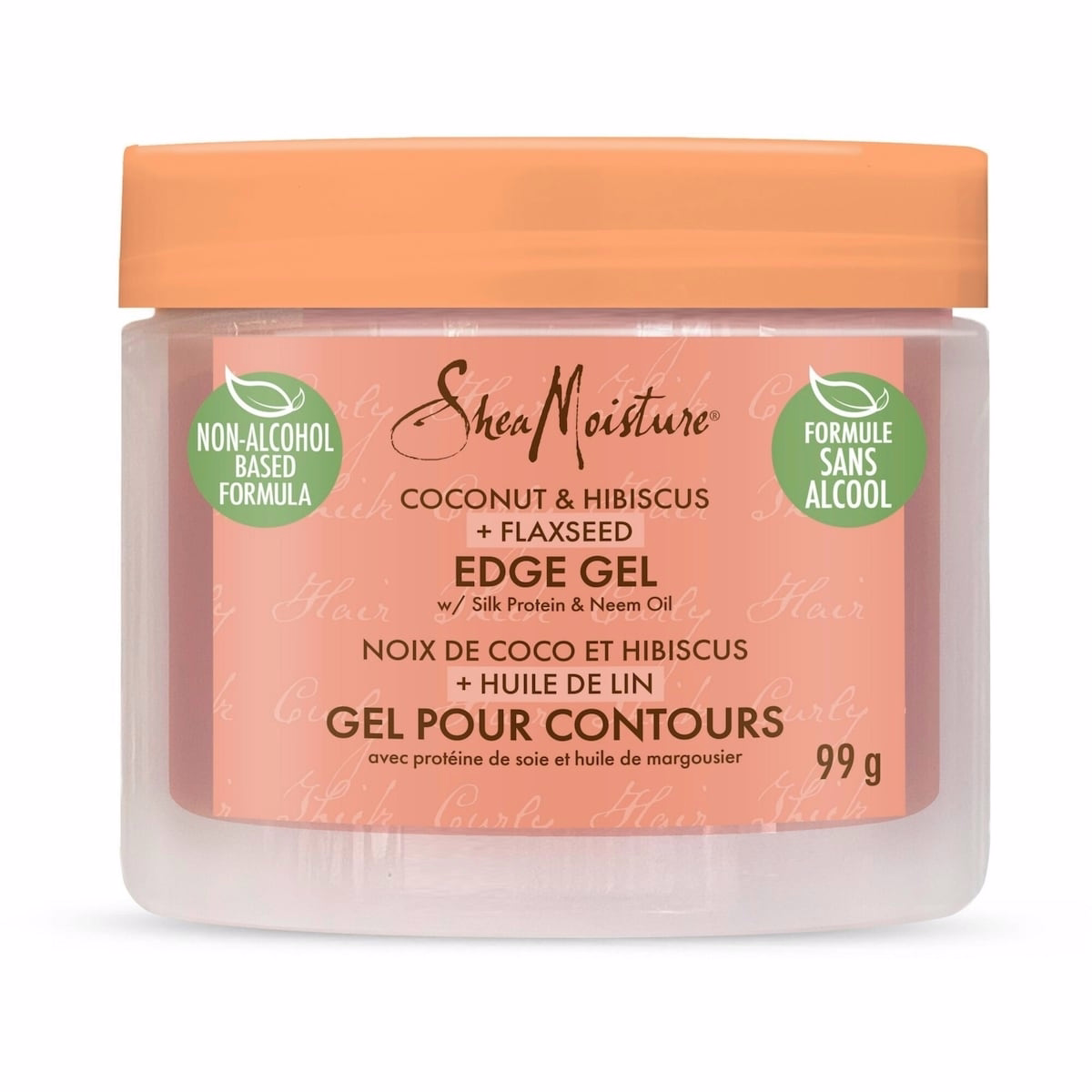 Edge Gel Paraben-Free Hair Styling Coconut & Hibiscus + Flaxseed with Coconut Oil, Silk Protein and Neem Oil