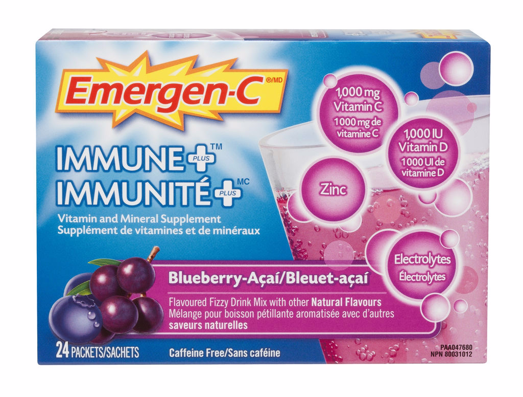 Emergen C Emergen-c Immune+ Vitamin C & Mineral Supplement Fizzy Drink Mix, Blueberry Acai
