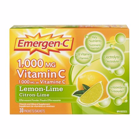 Emergen-c Lemon-lime 1000mg Vitamin C / Electrolytes / B Vitamins Mineral Supplement