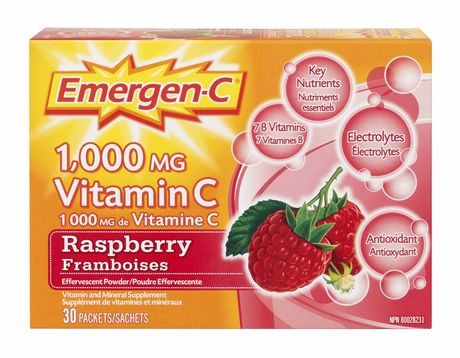 Emergen-c Raspberry (30 Count), 1000mg Vitamin C / Electrolytes / B Vitamins Mineral Supplement