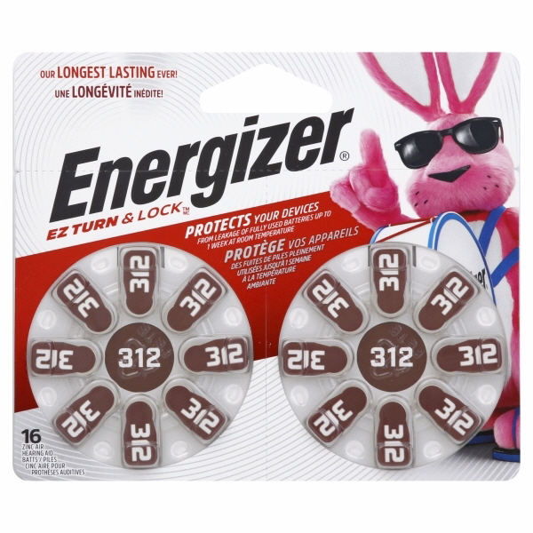 Energizer EZ Turn & Lock Size 312, Brown 16.0 Count