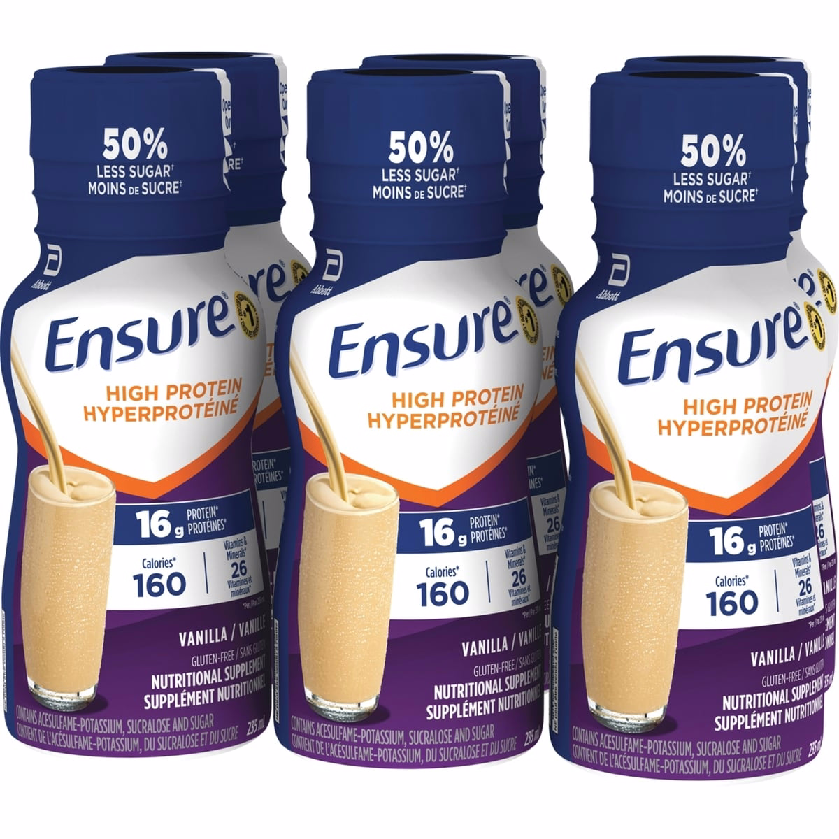 Ensure High Protein 16 g of protein, ready-to-drink nutritional supplement, Vanilla, 6 x 235 mL