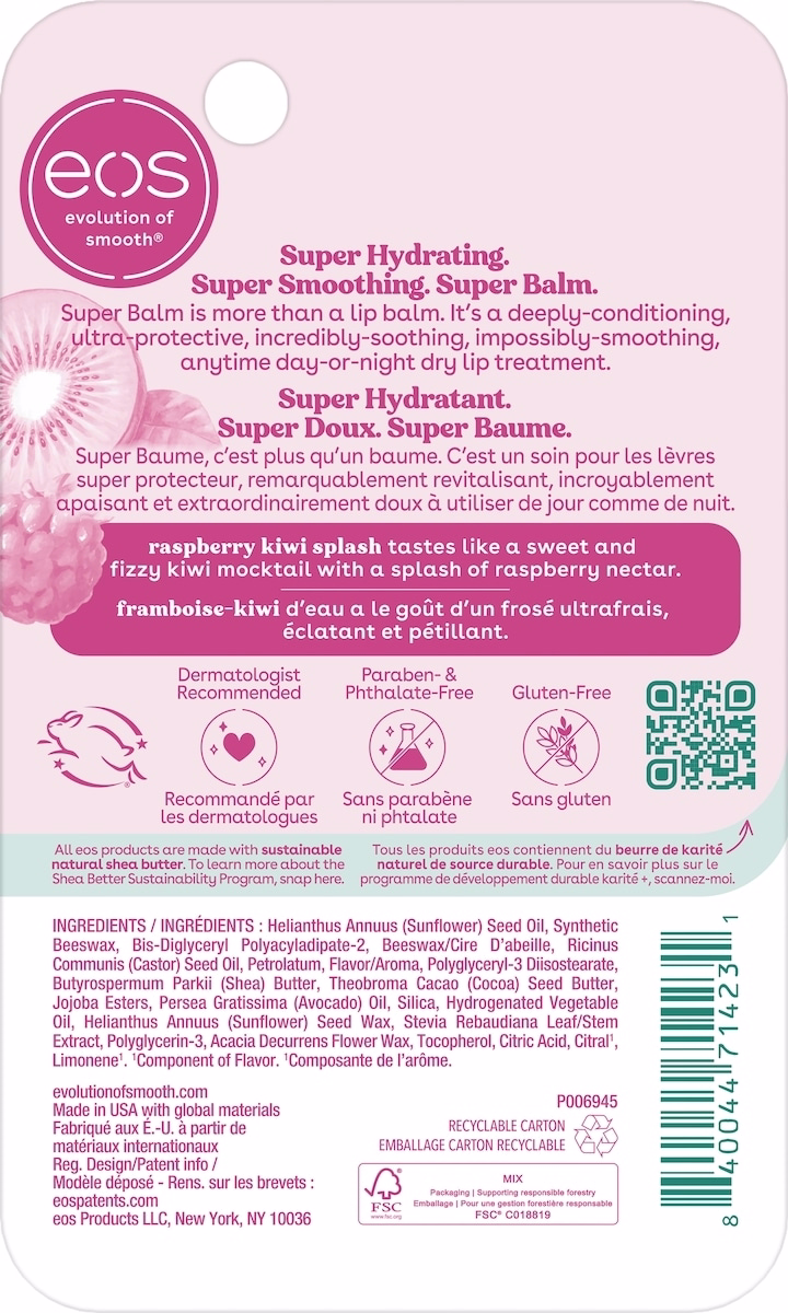 eos 24H Moisture Super Balm, Raspberry Kiwi